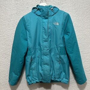 The North Face HyVent Jacket Womens Sz S Fleece Lined Hooded Snow Coat Turquoise
